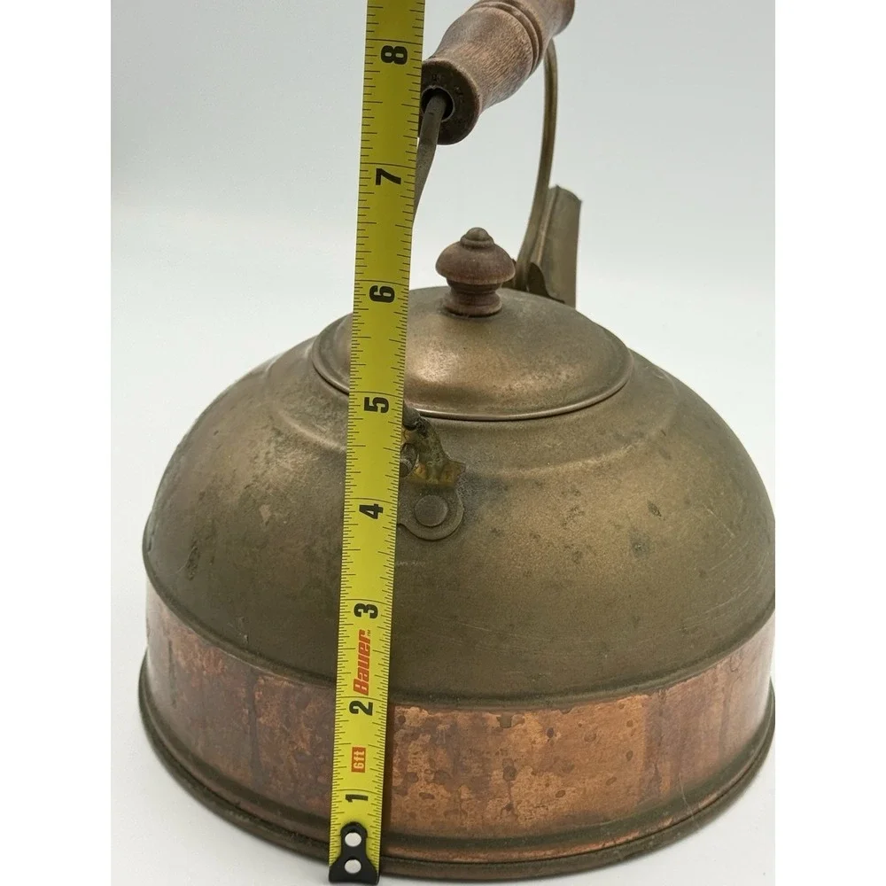 Vintage Revere Ware Copper Kettle USA Made Patina Wood Handle Primitive Cottage